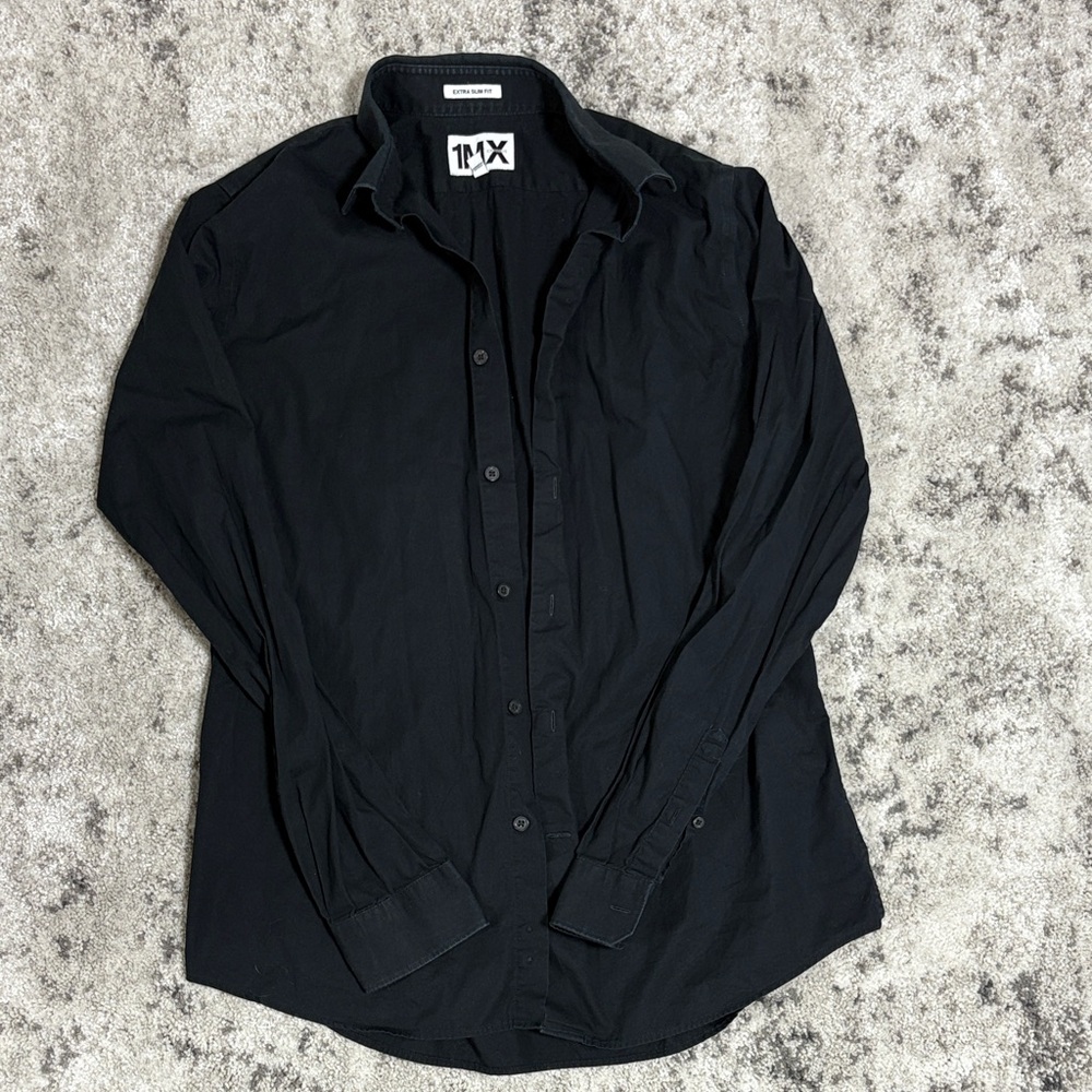Express 1MX Men's Classic Black Button Down Shirt